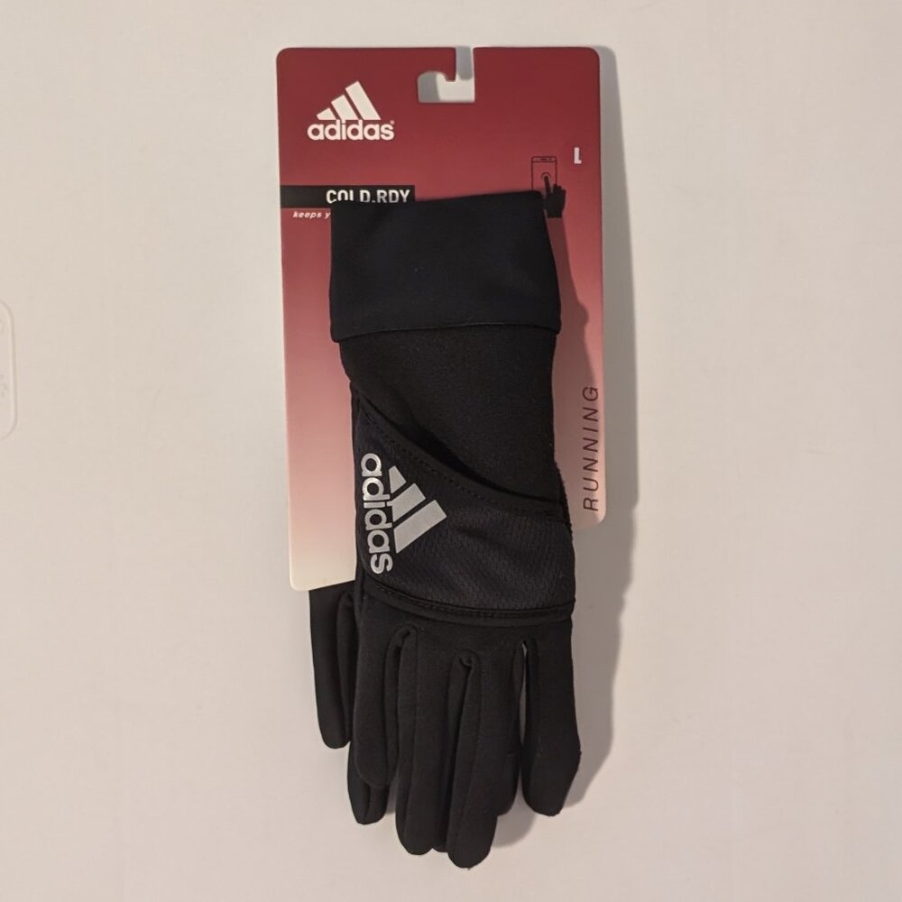 Adidas Running Gloves, Black, Size Large